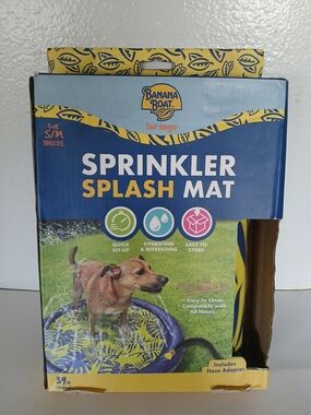 Banana Boat Sprinkler Splash Mat for Dogs - Blue and Yellow